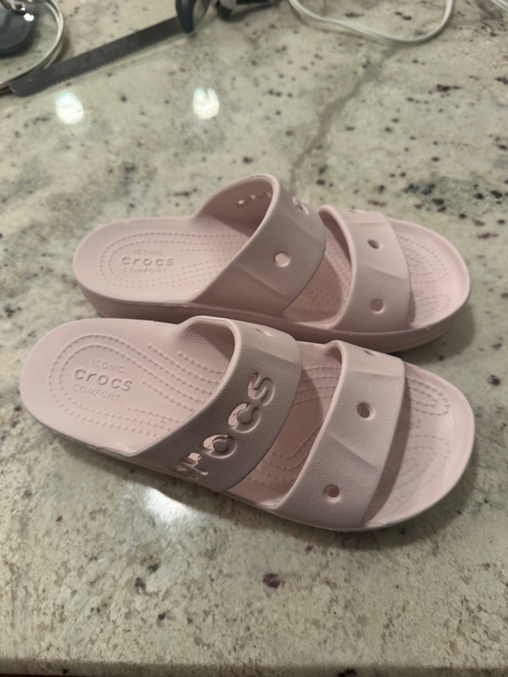 CROCS Soft Pink Double-Strap Slide Sandals